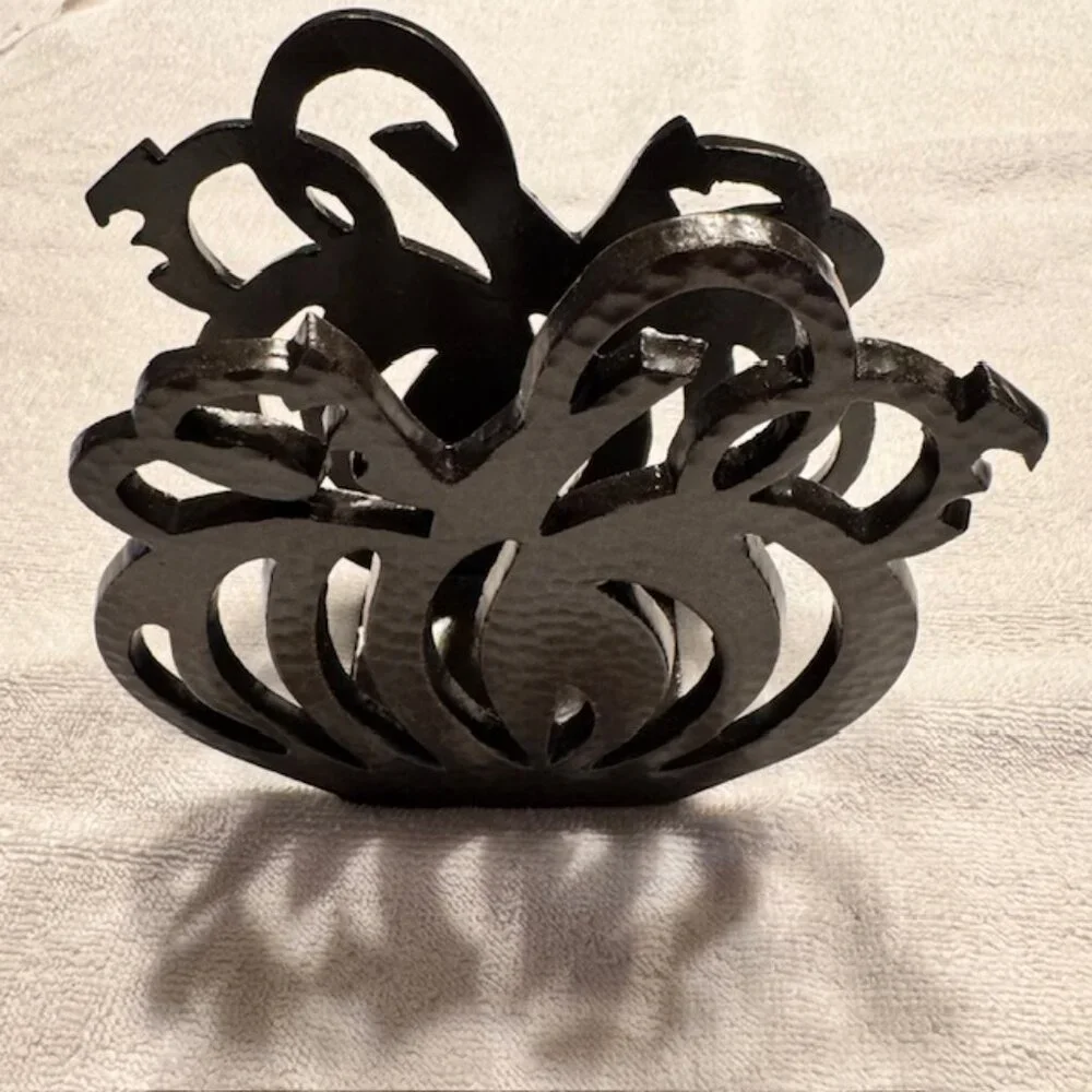 Crate And Barrel Hammered Metal Pumpkin Napkin Holder- Dark Brown Bronze - New